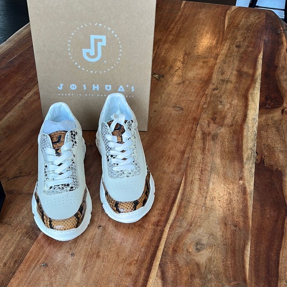 Joshua Sanders Mixed Leather Embossed Sneakers, Size 9.5 (EU 40)